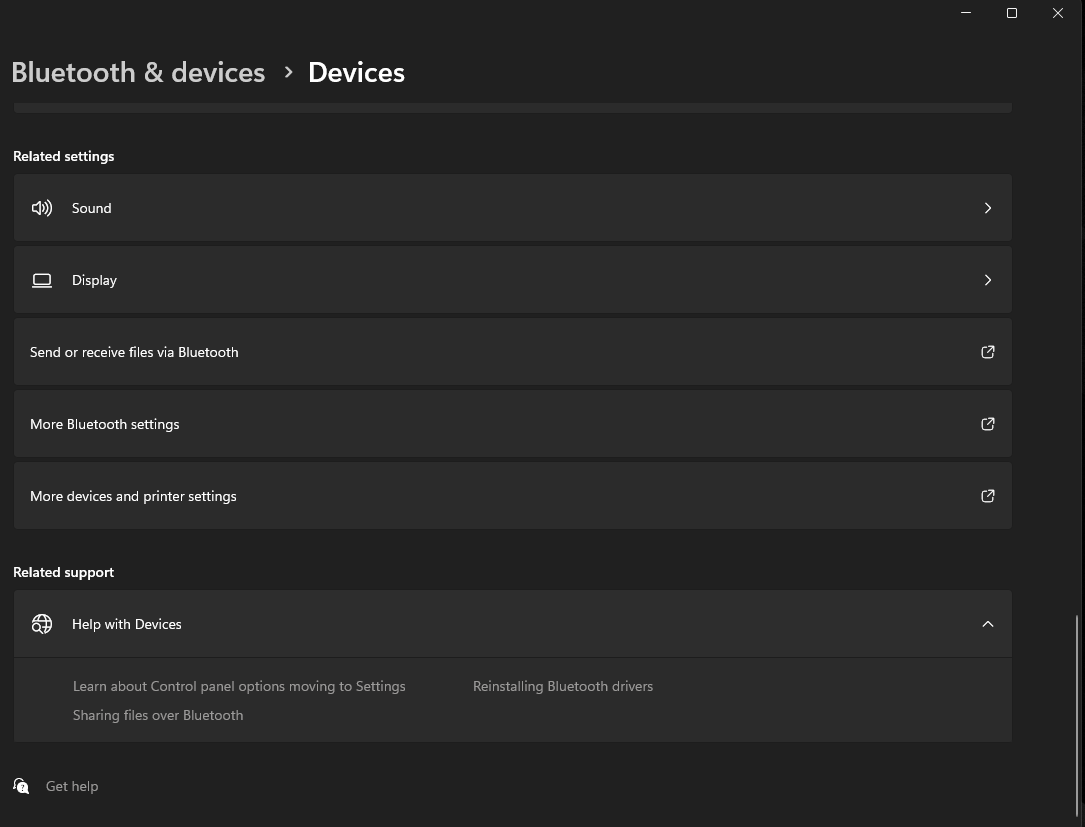 more devices and printer settings